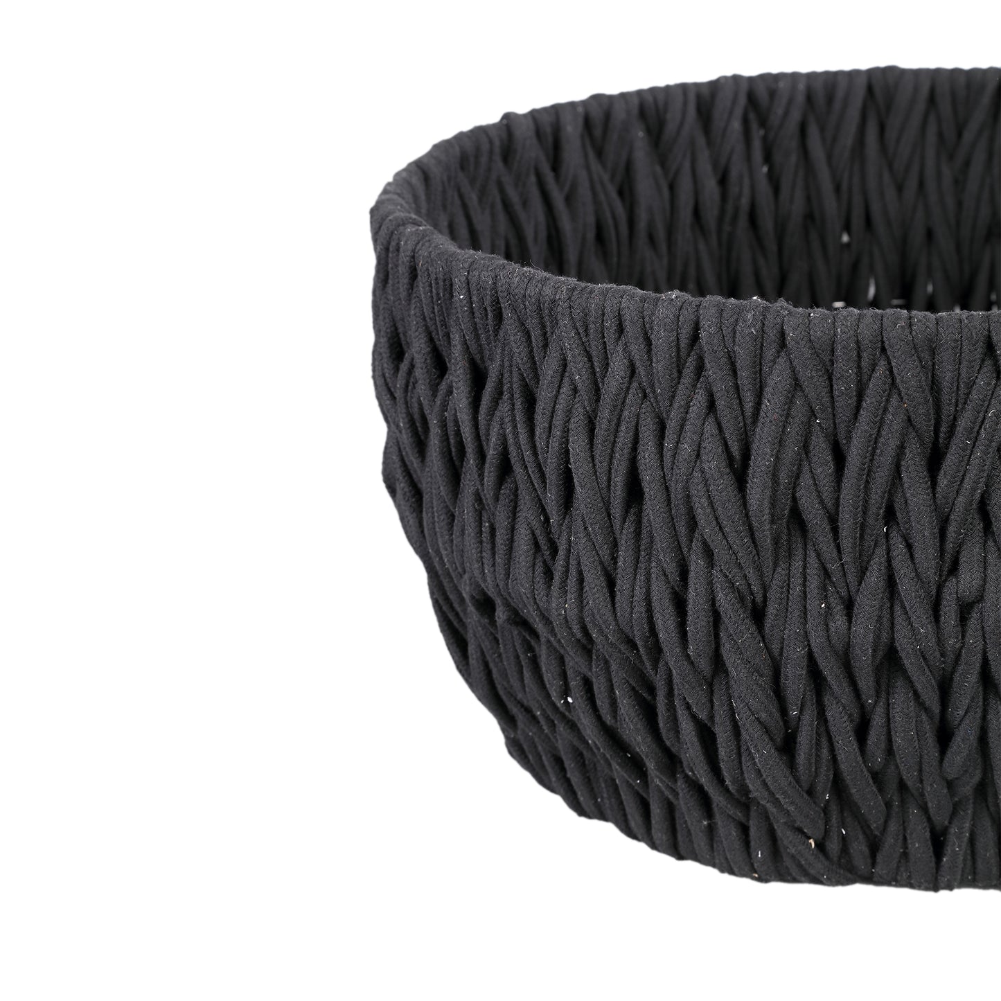 Elliot Zwarte Linnen Touw Mand Rond Set van 2 28x55x55 cm