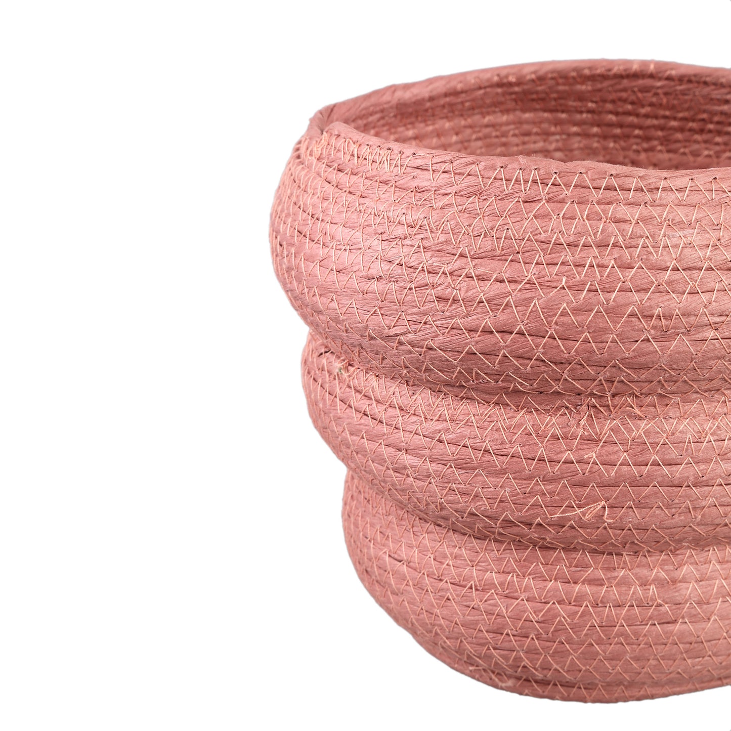 Summera Roze Ronde Papieren Touw Pot Gelaagd Set van 4 - 4 Sets 26x27x27 cm