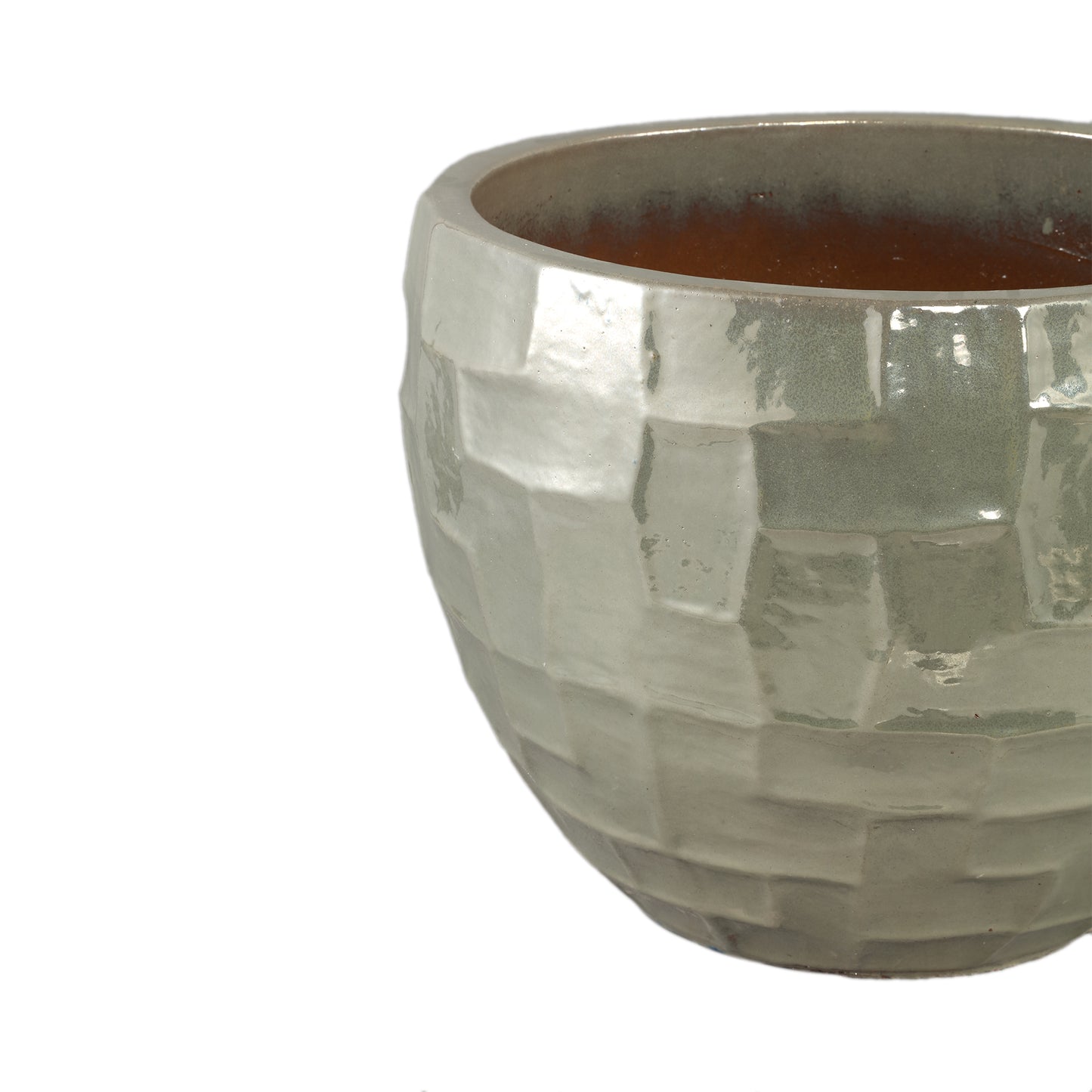 Bobi Pearl Keramische Pot Rond Vierkant Patroon Set van 3 40x53x53 cm