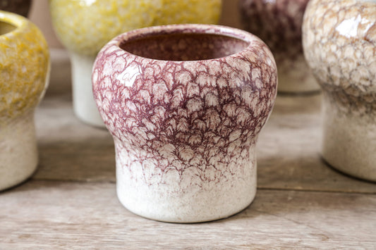 Nathyn Roze Keramische Pot Rond Cloud Glazed Set van 12 Stuks 12x13x13 cm