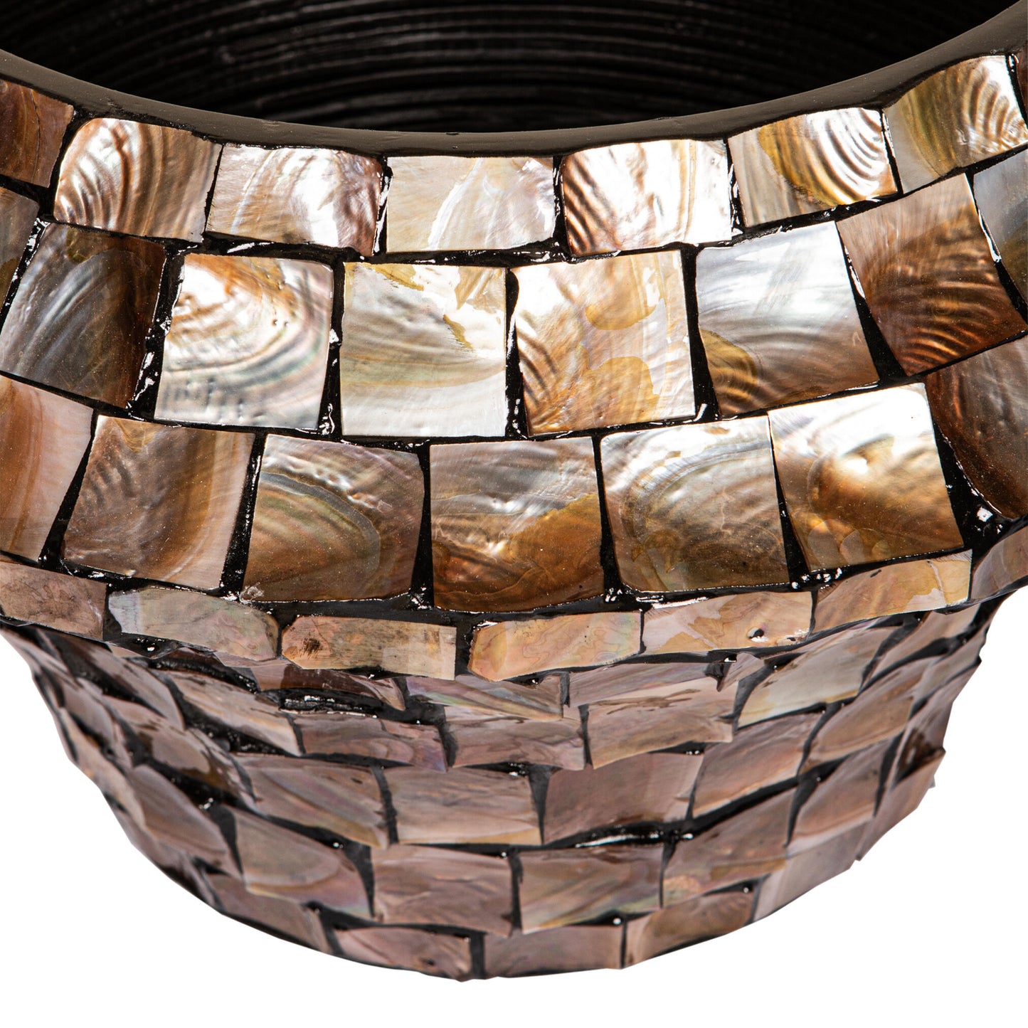 Daven Bronze Poly Shell Bamboe Pot Rond Laag M 30x51x51 cm