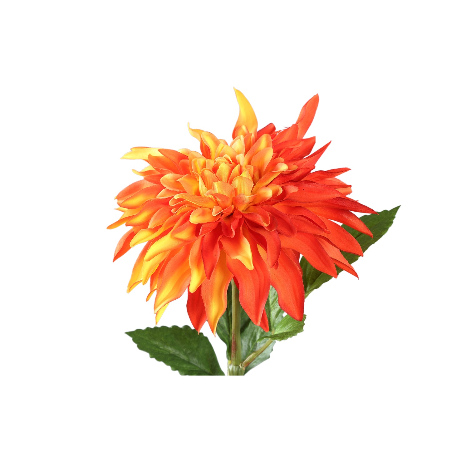 Dahlia Bloem Oranje Geel Spray Met Bladeren - Set van 12 70x28x19 cm