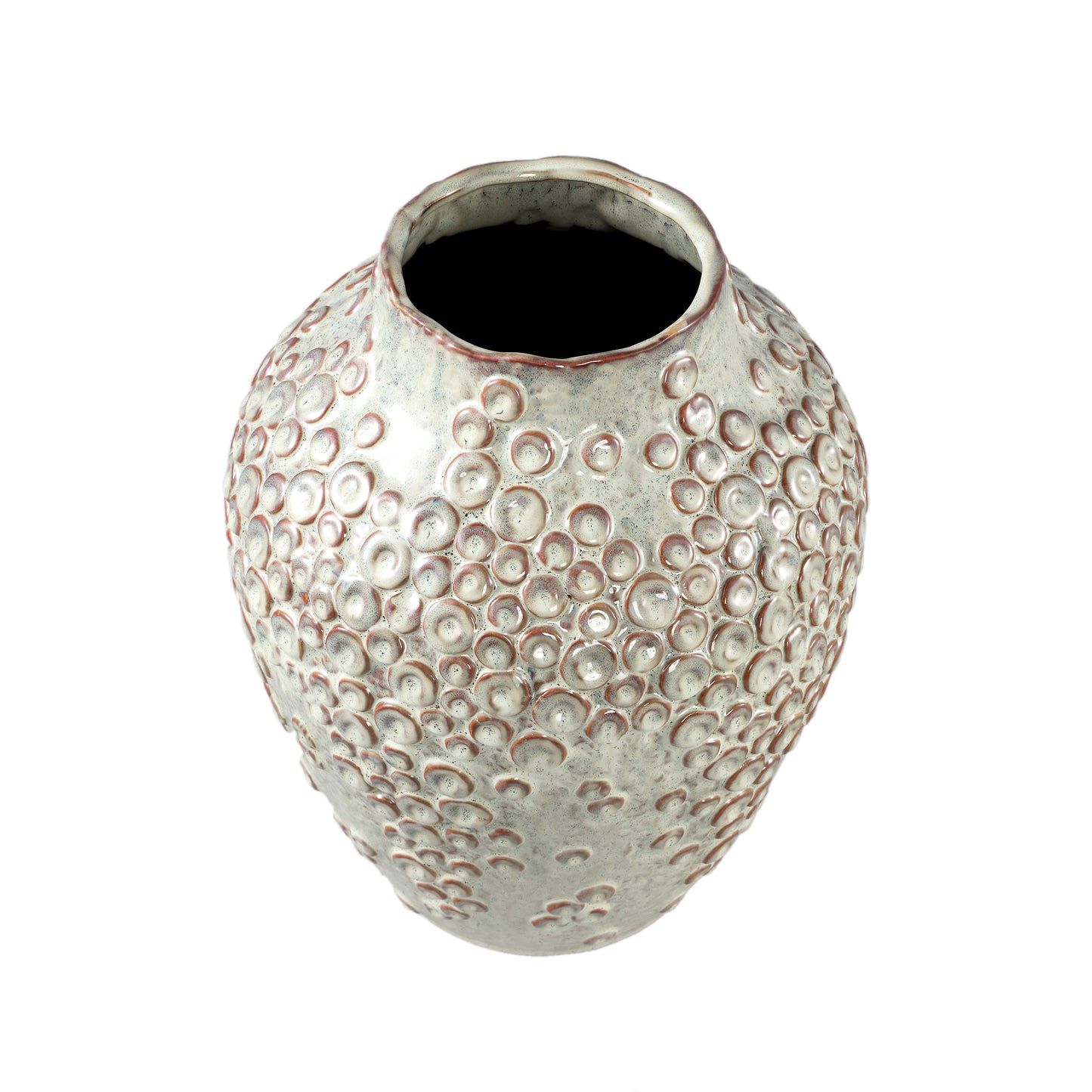 Avis Crème Keramische Pot Rond met Schubben Hoog L 35x26x26 cm