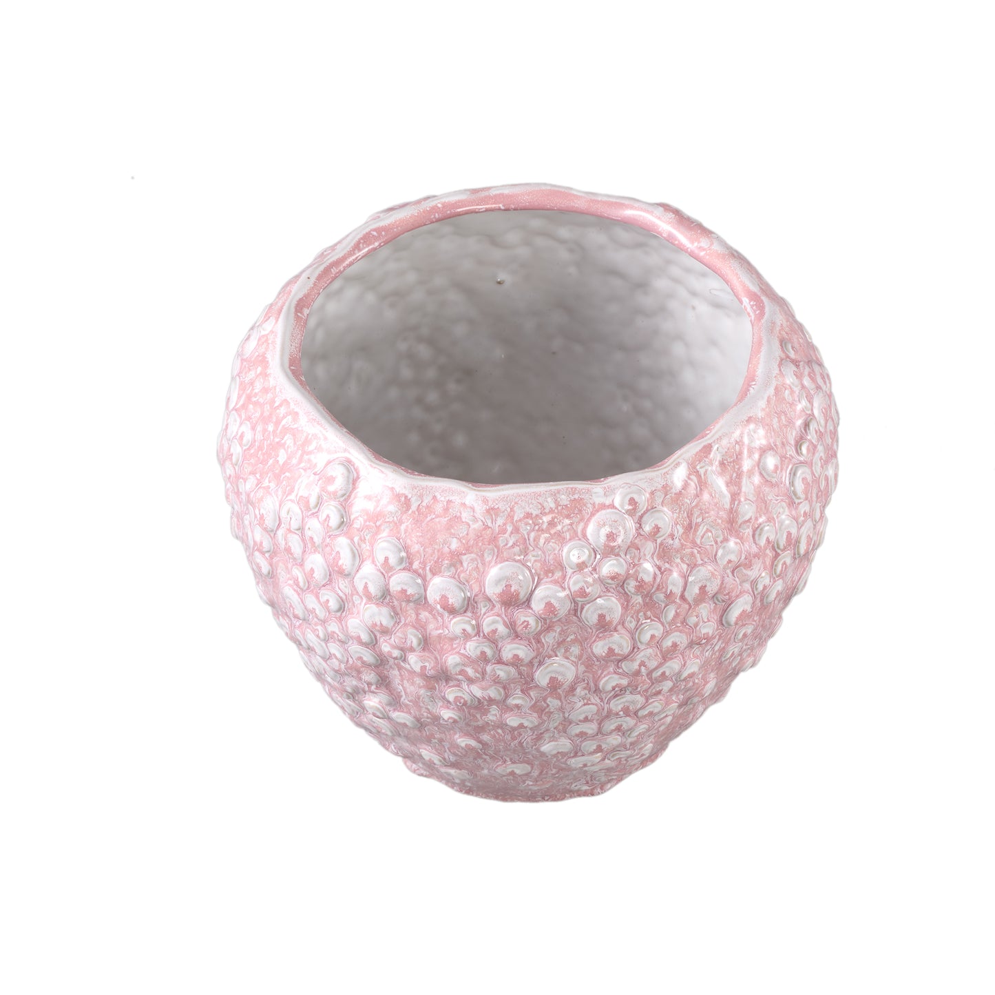 Avis Roze Keramische Pot Rond Schaalpatroon Set van 2 - 2 Sets 22.5x26.5x26.5 cm