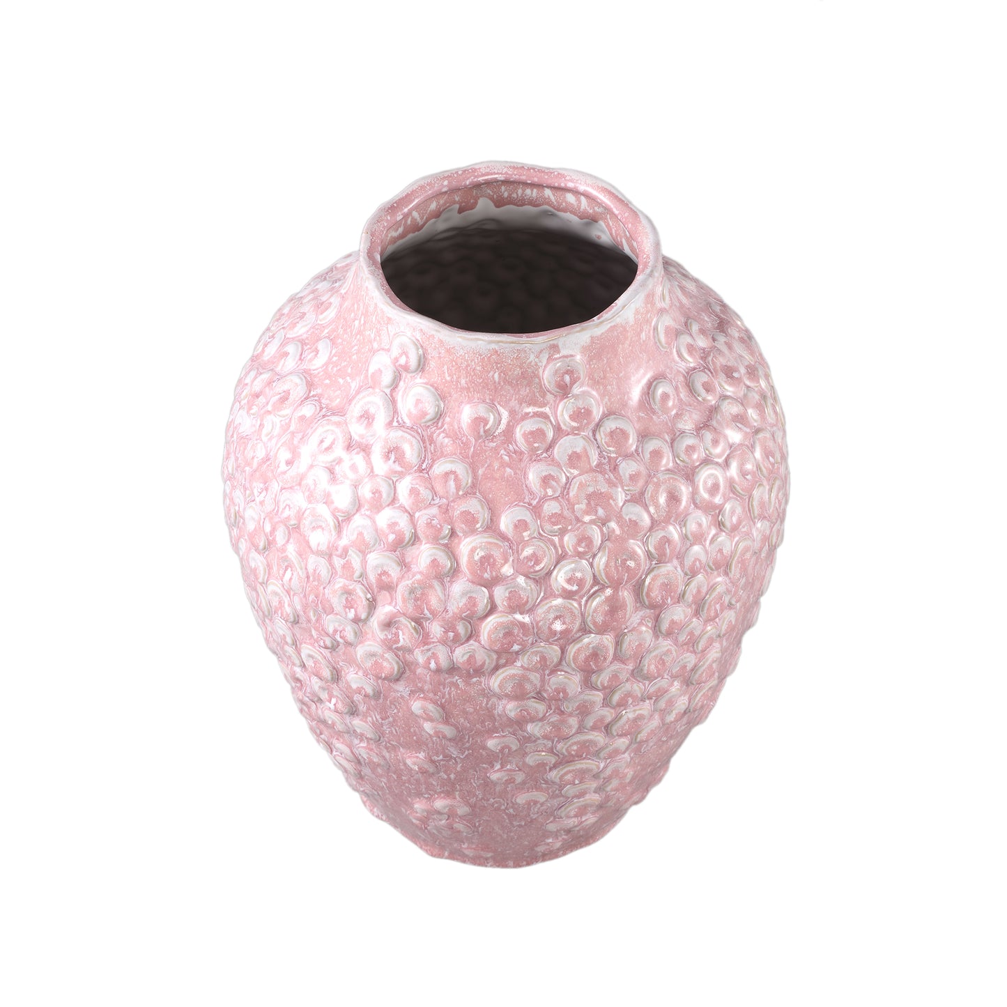 Avis Roze Keramische Pot Rond Vormig Schubben Hoog L 35x26x26 cm