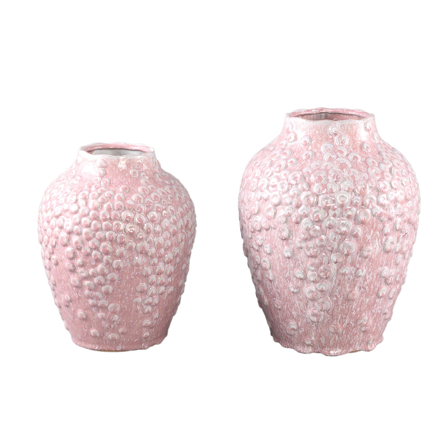 Avis Roze Keramische Pot Rond Vormig Schubben Hoog L 35x26x26 cm