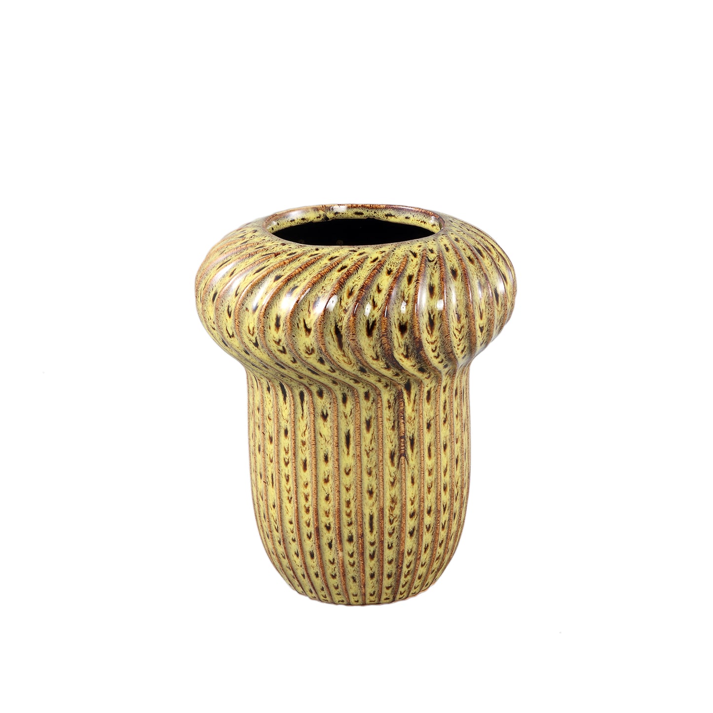 Sindi Gele Keramische Pot Set van 6 Rond met Lijnen Hoog S - 6 Sets 22x18x18 cm
