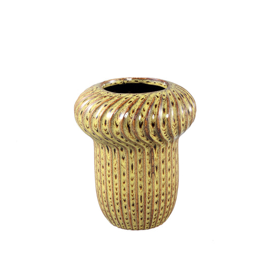 Sindi Gele Keramische Pot Set van 6 Rond met Lijnen Hoog S - 6 Sets 22x18x18 cm