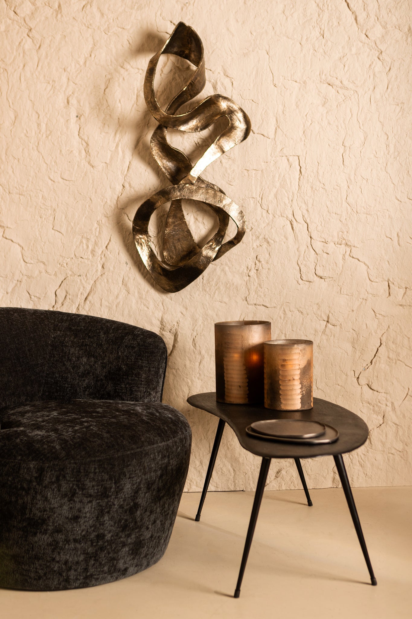 Neven Gold Casted Alu Metal Swirl Wall Panel S