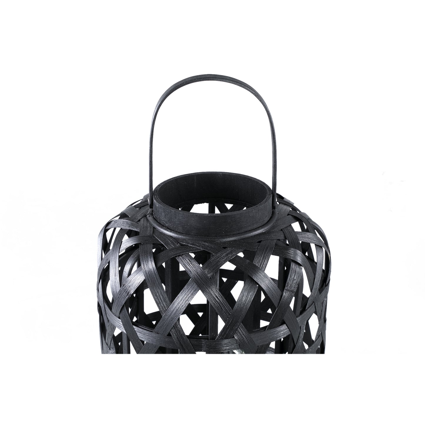 Mayita Zwarte Ronde Bamboe Lantaarn Met Glas Set Van 2 - 2 Sets 81x40x40 cm