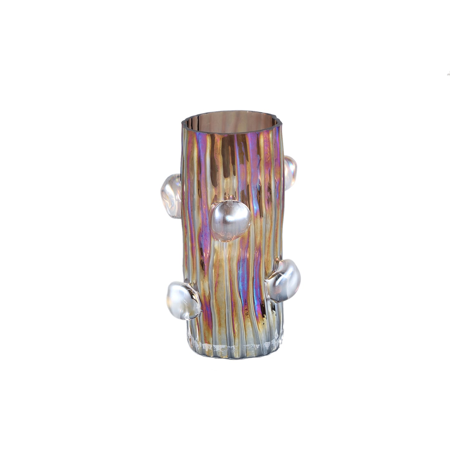 Parke Bruine Glazen Vaas Met Stippen Rond S 25.5x16x15.5 cm