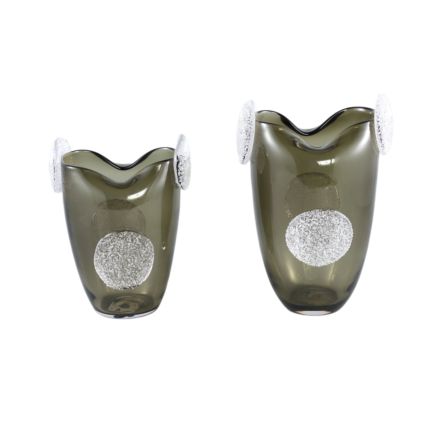 Giah Groen Massief Glas Vaas Met Deco Rounds L 30x20x19 cm