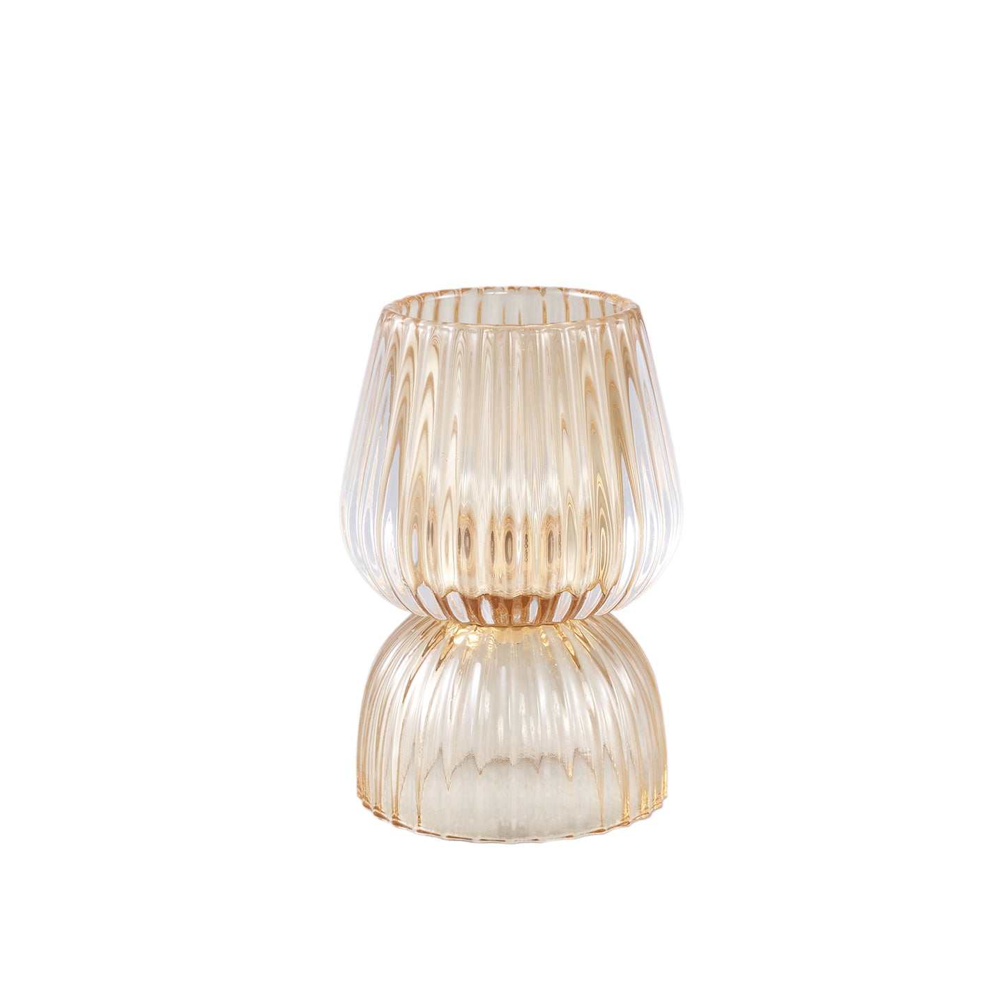 Comrad Geel GlaStrip Theelicht Rond Set van 6 Stuks - 6 Sets 13x9x9 cm