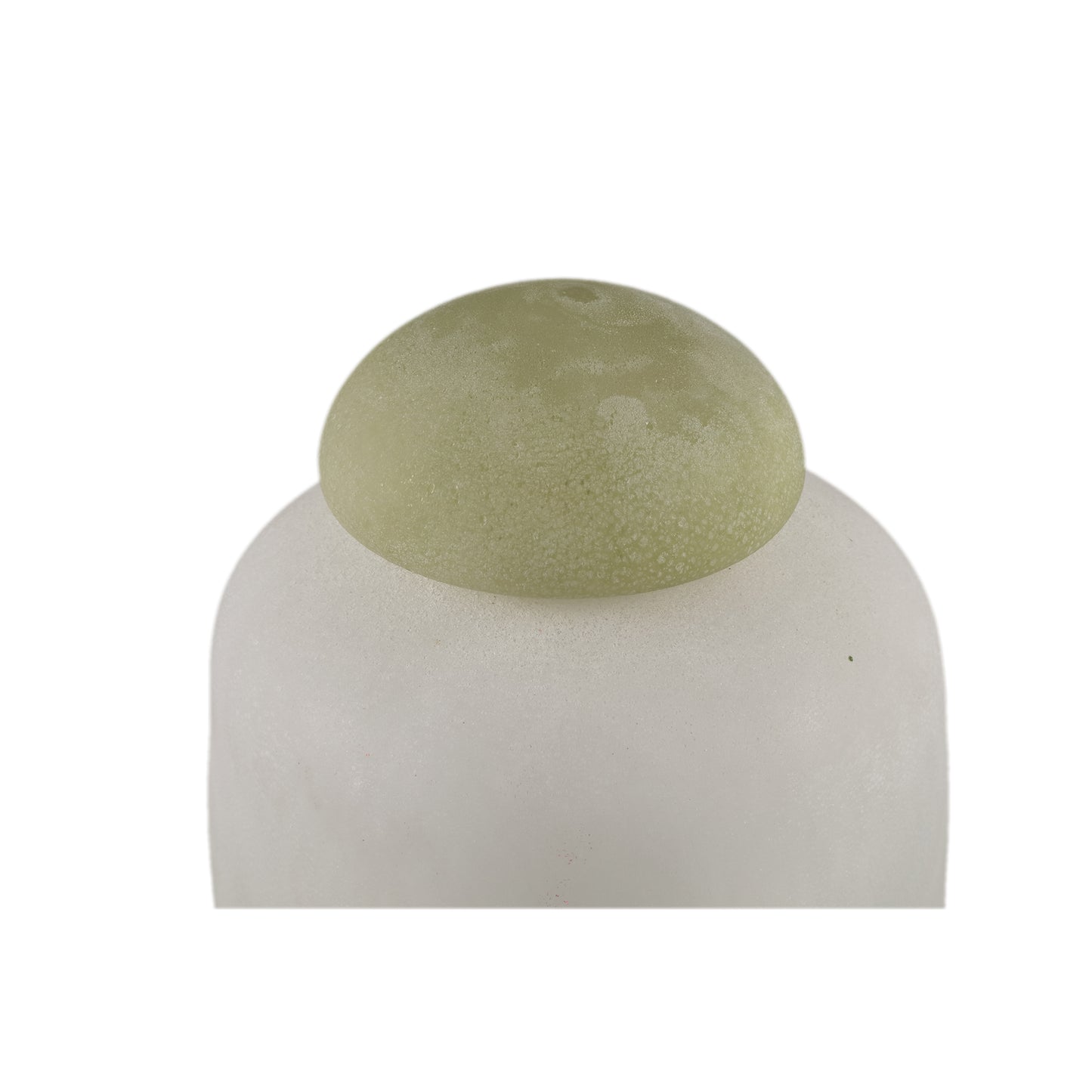Karlie Witte Matte Glazen Bol Vaas Met Groen Accent 25x16x16 cm