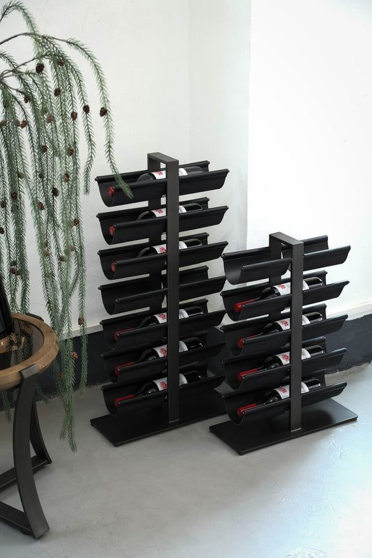 Davitt Black Steel Winerack PU Leather Holders L