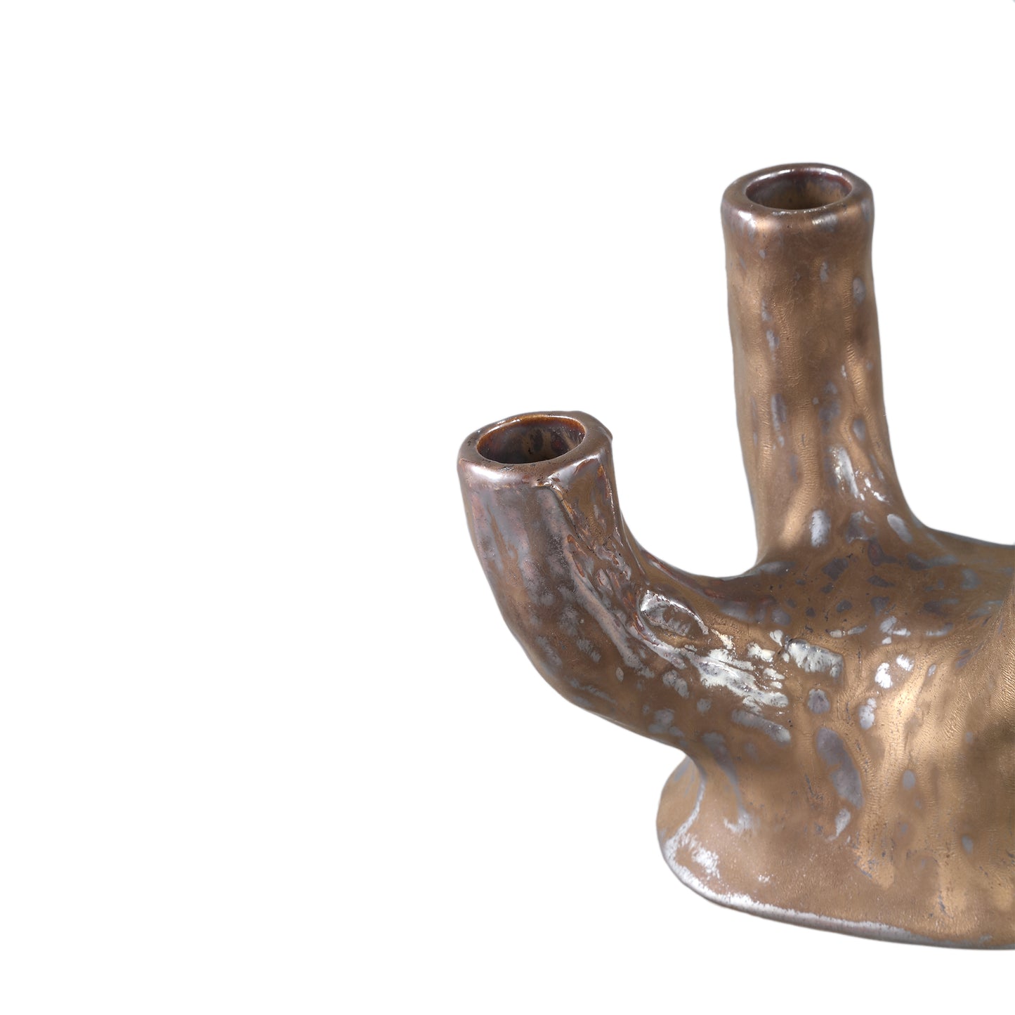Shivas Bronzen Keramische Kandelaar 4-armig Set van 4 - 4 Sets 15x18.5x14 cm