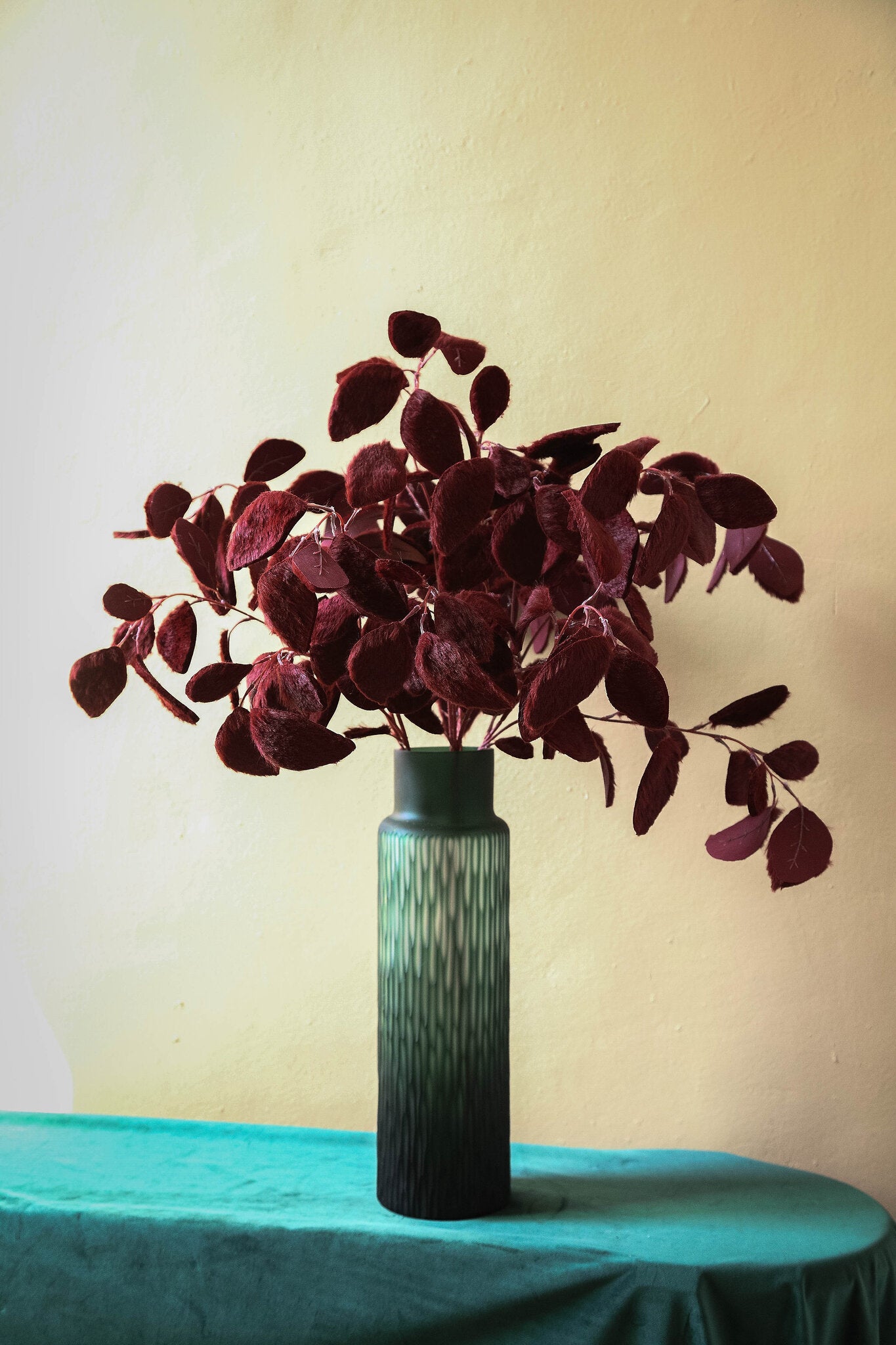 Leaves Plant Rood Stof Eucalyptus Spray - Set van 12 80x44x30 cm