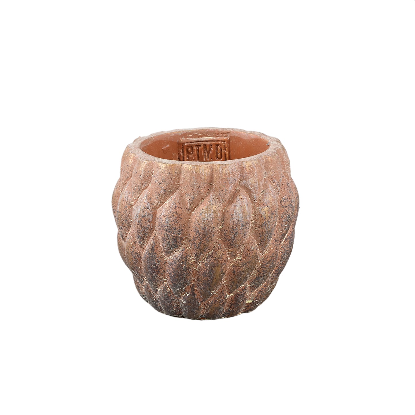 Susannah Koperen Cement Pot Bubbel Patroon Rond XS Set van 12 Stuks - 12 Sets 8x9x9 cm