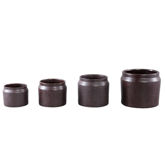 Jillanne Paarse Keramische Ronde Pot Border Set van 12 Stuks 13x15x15 cm