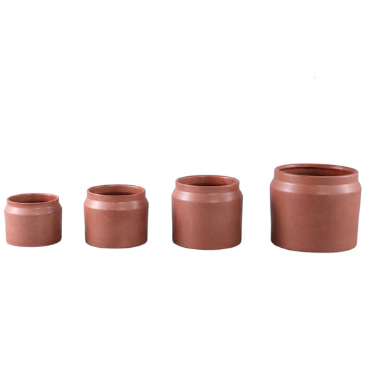 Jillanne Rode Keramische Ronde Pot Rand Set van 12 13x15x15 cm