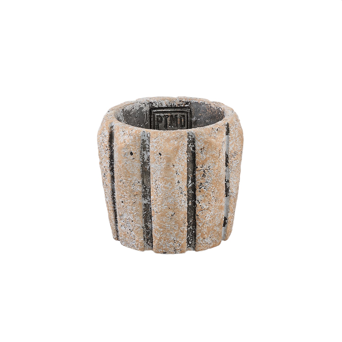 Imani Taupe Cement Pot Rond Met Lijnen Set Van 12 Stuks XS - 12 Sets 8x9x9 cm