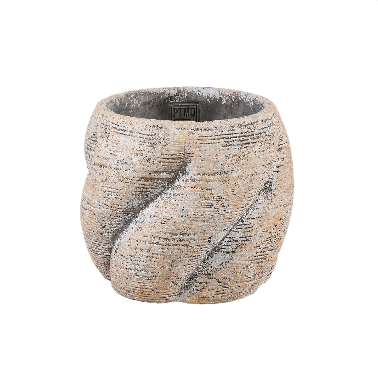 Evanthia Taupe Cement Pot Swirl Low Set van 6 Stuks - 6 Sets 17x20x20 cm