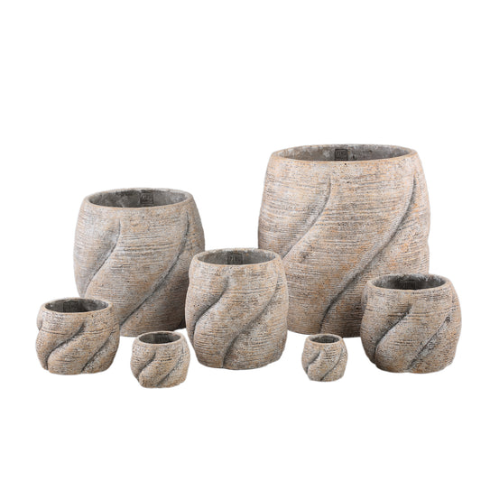 Evanthia Taupe Cementpot Swirl Rond M 30x30x30 cm