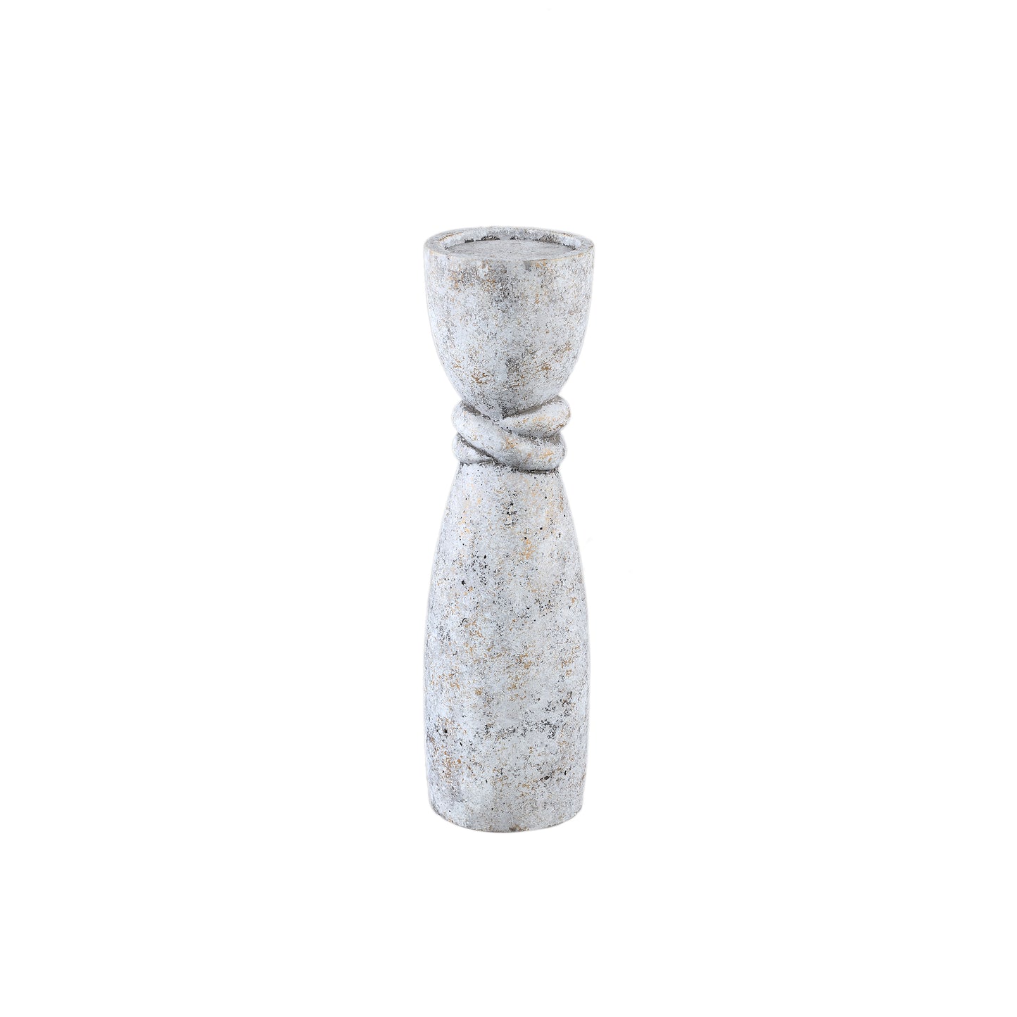 Ornan Grijs Cement Kandelaar Rond Detail S – Set van 4 Stuks - 4 Sets 40x11x11 cm
