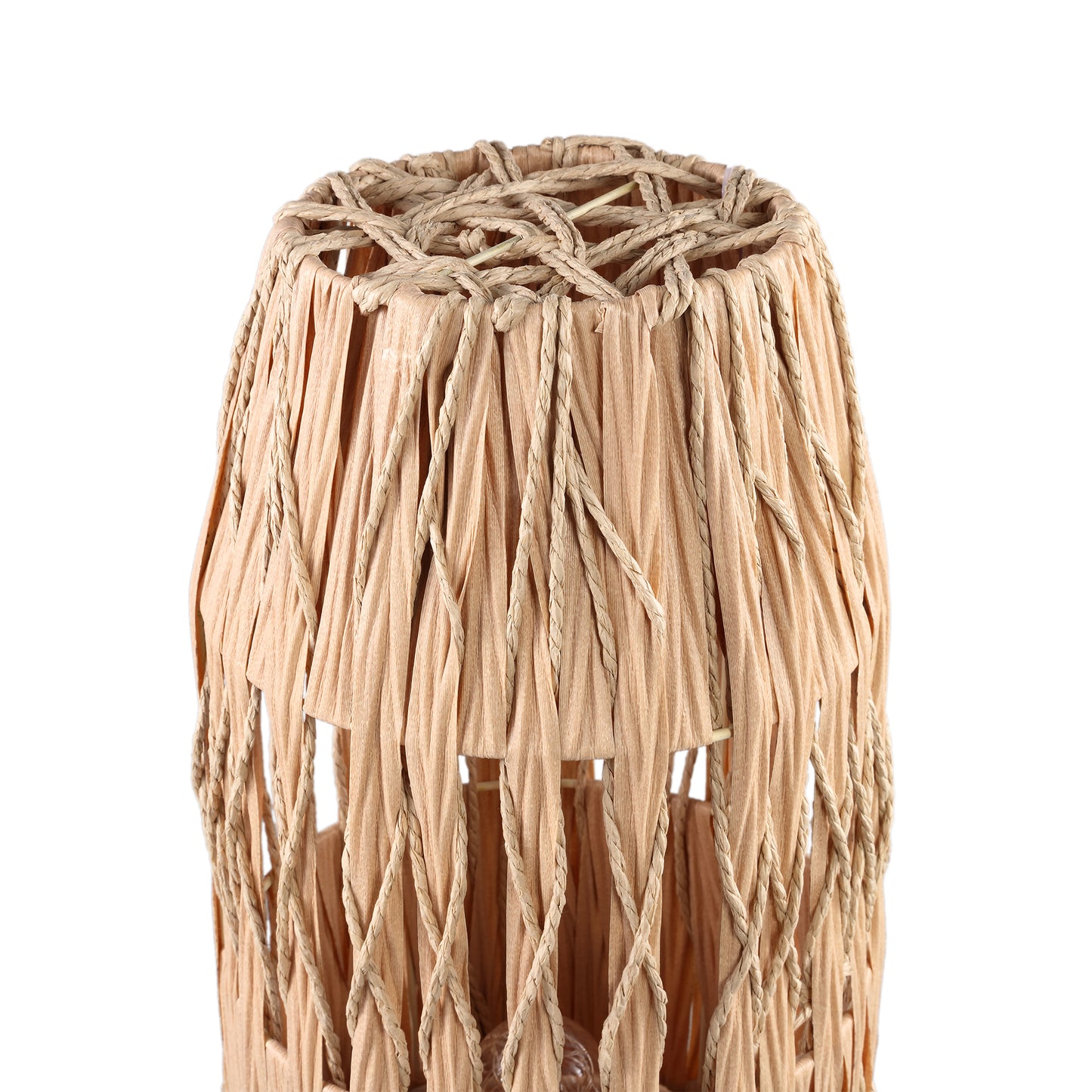 Alleene Crème Bamboe LED Lamp met Houten Voet Set van 2 - 2 Sets 75x31x31 cm