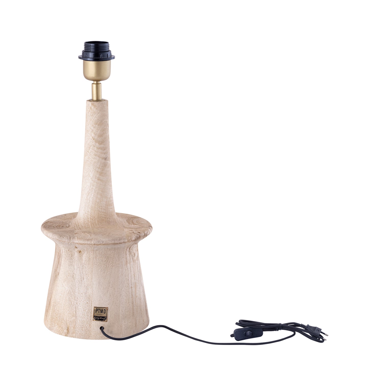 Caelin Naturel Mangohout Tafellamp Smal Rond 35x18x18 cm
