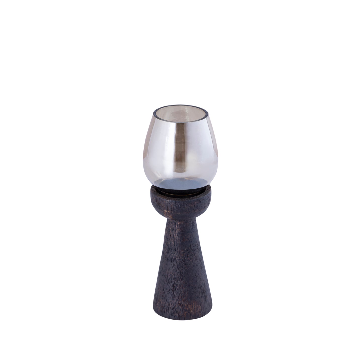 Qez Bruin Mangohout Windlicht Set van 4 Stuks met Glastop - 4 Sets 20x6x6 cm