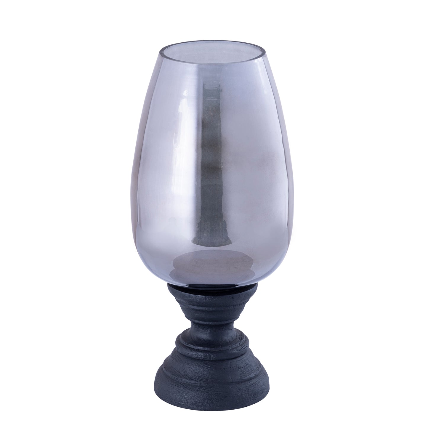 Qez Zwart Mangohout Windlicht met Rookglas XL 44x20x20 cm