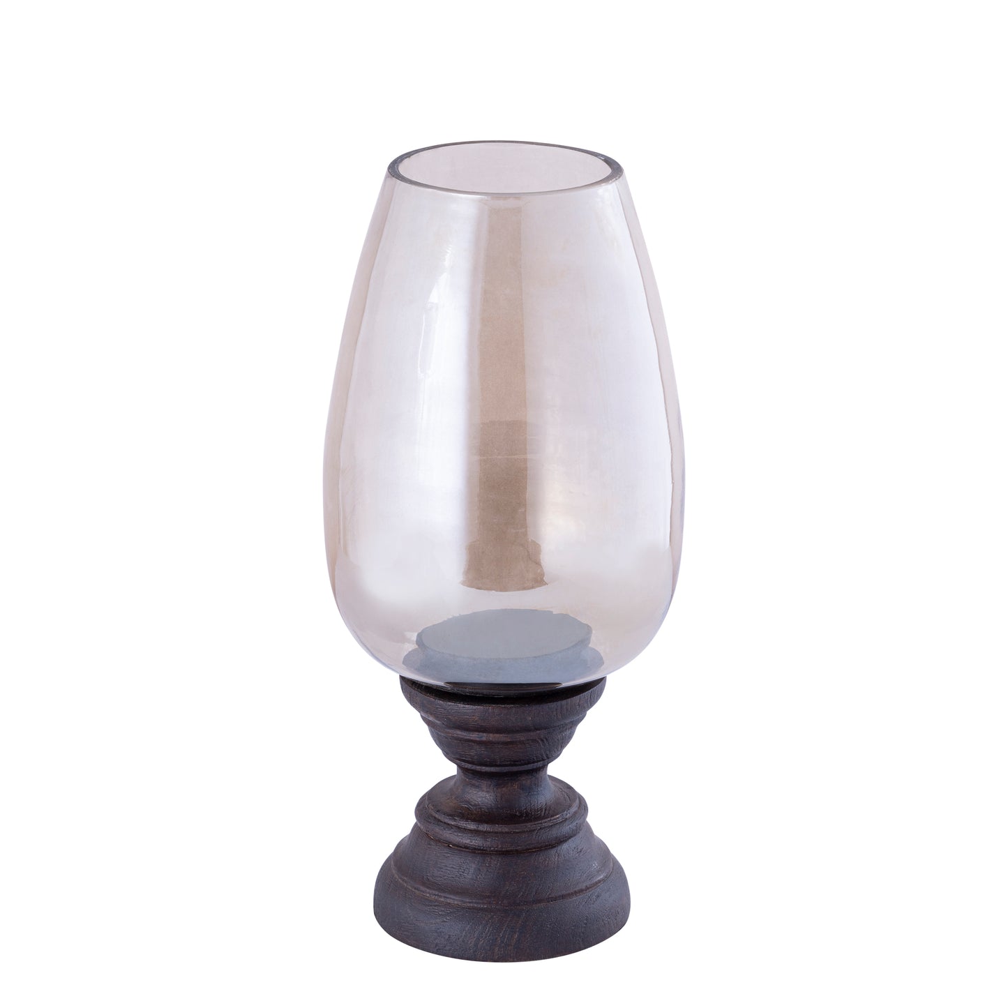 Qez Bruin Mangohout Windlicht Met Rookglas XL 44x20x20 cm
