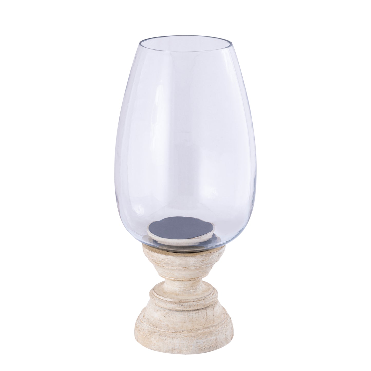 Qez Cream Windlicht Mangohout Helder Glas XL 44x20x20 cm