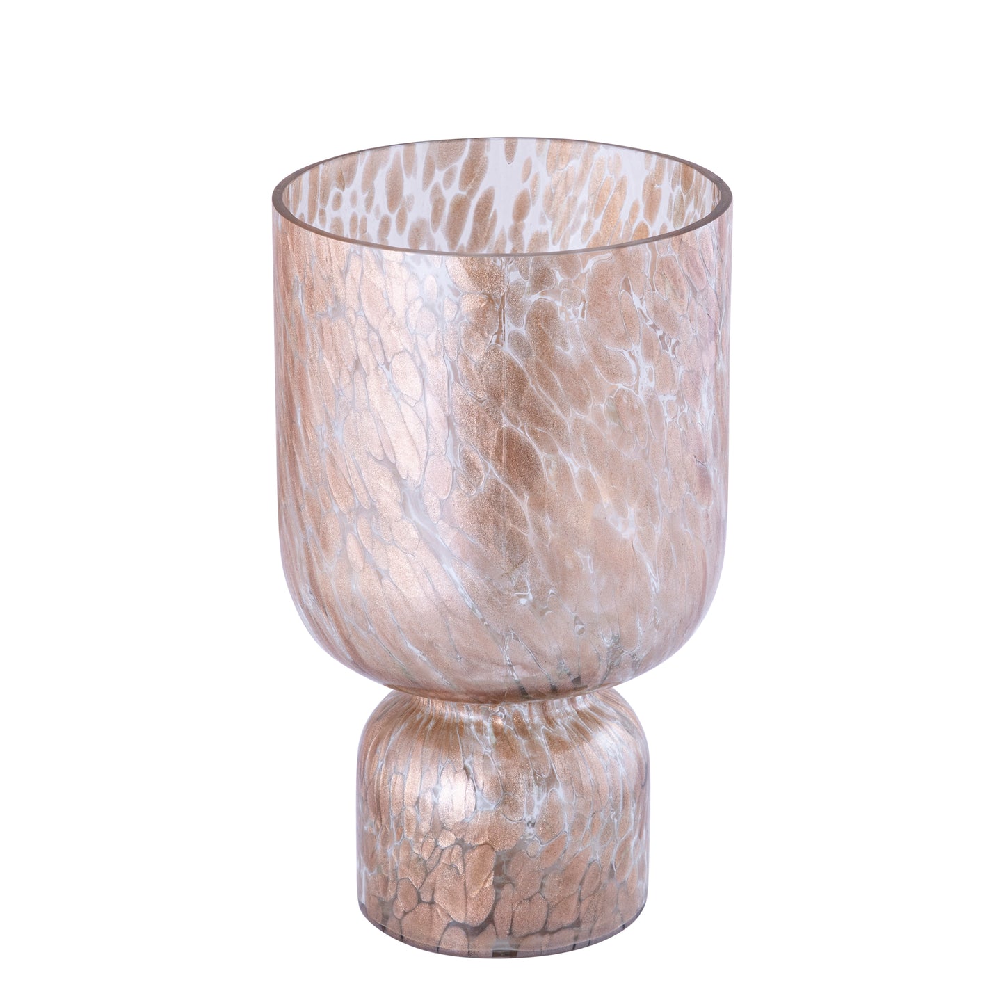 Rishi Helder Glas Windlicht Roze Stippen Rond Set van 2 - 2 Sets 30x18x18 cm
