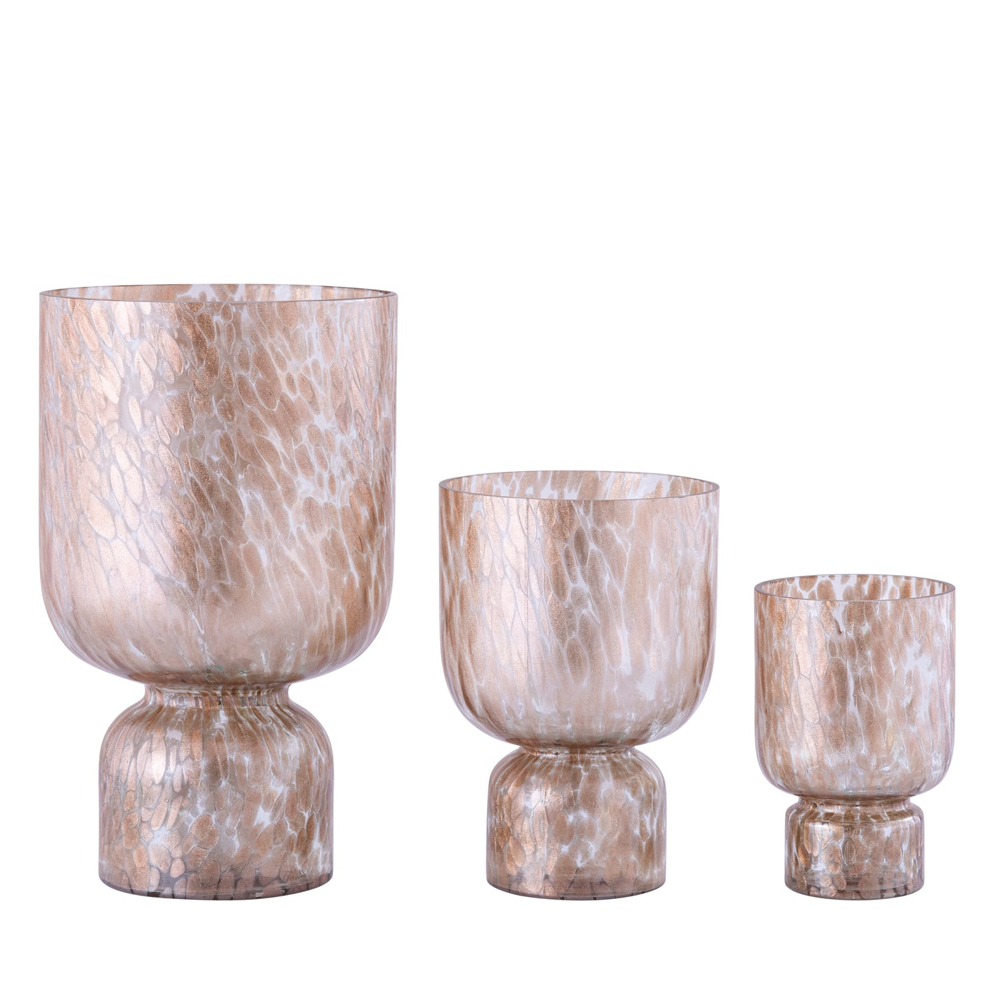 Rishi Helder Glas Windlicht Roze Stippen Rond Set van 2 30x18x18 cm