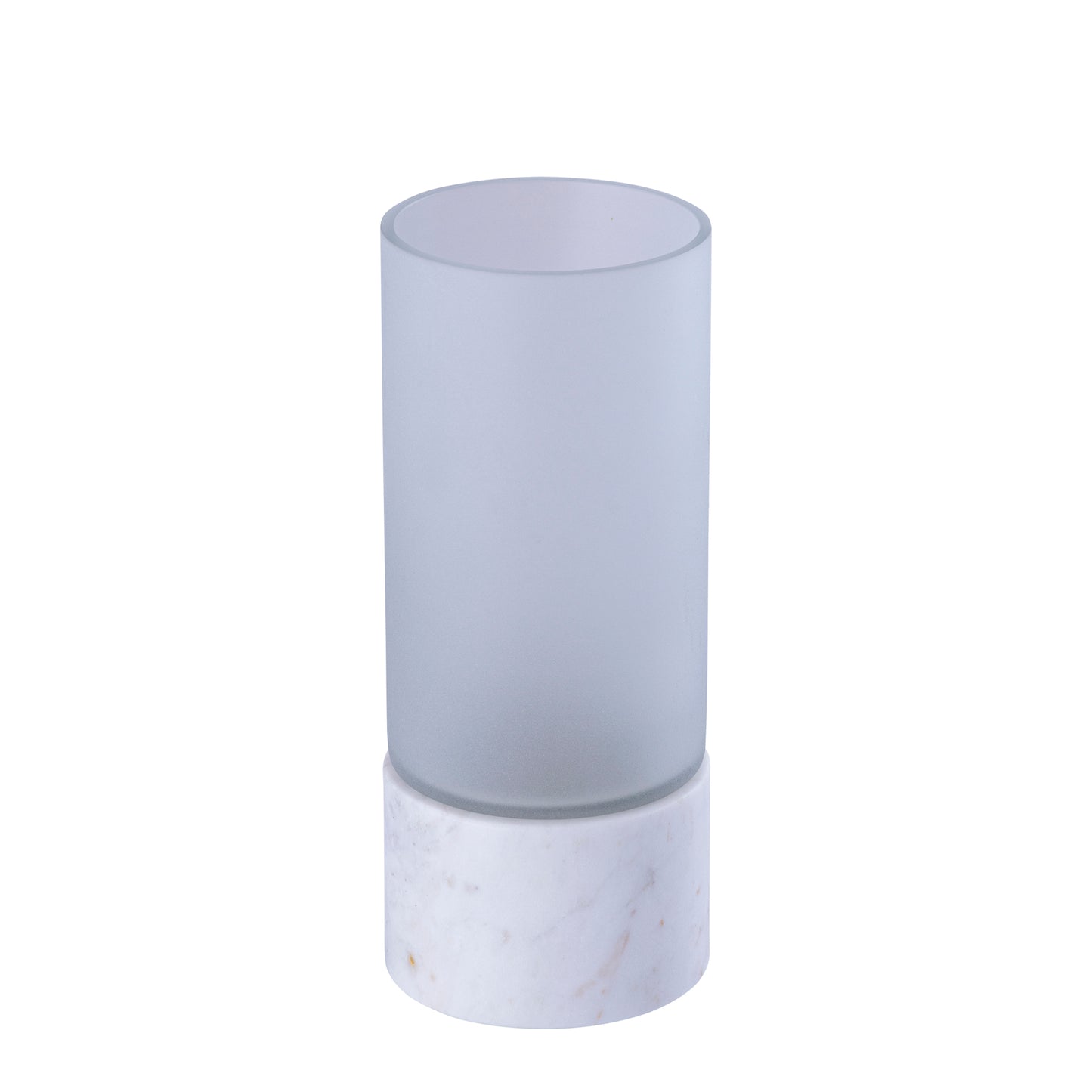 Conree Wit Mat Glas Windlicht met Marmeren Voet Set van 2 Stuks - 2 Sets 25x10x10 cm