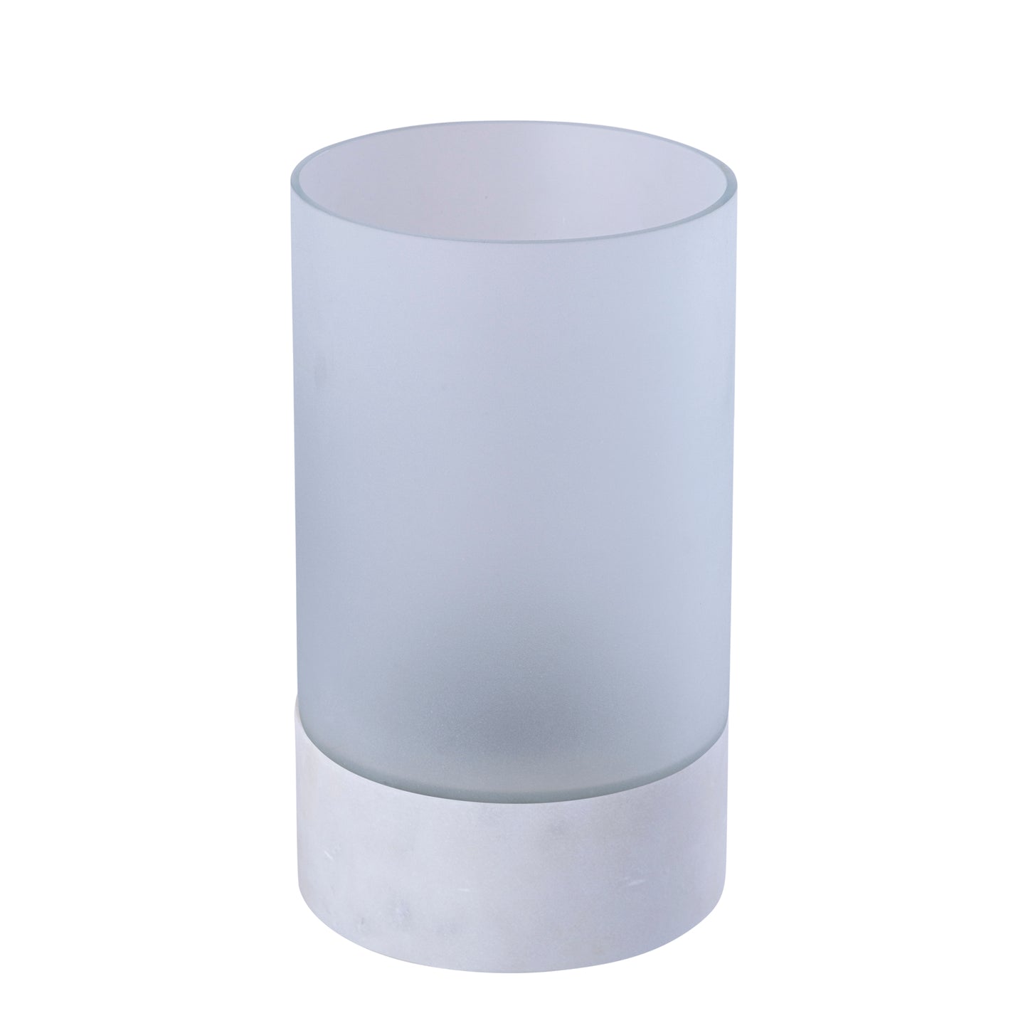 Conree Wit Mat Glazen Windlicht met Marmeren Voet L 28x15x15 cm