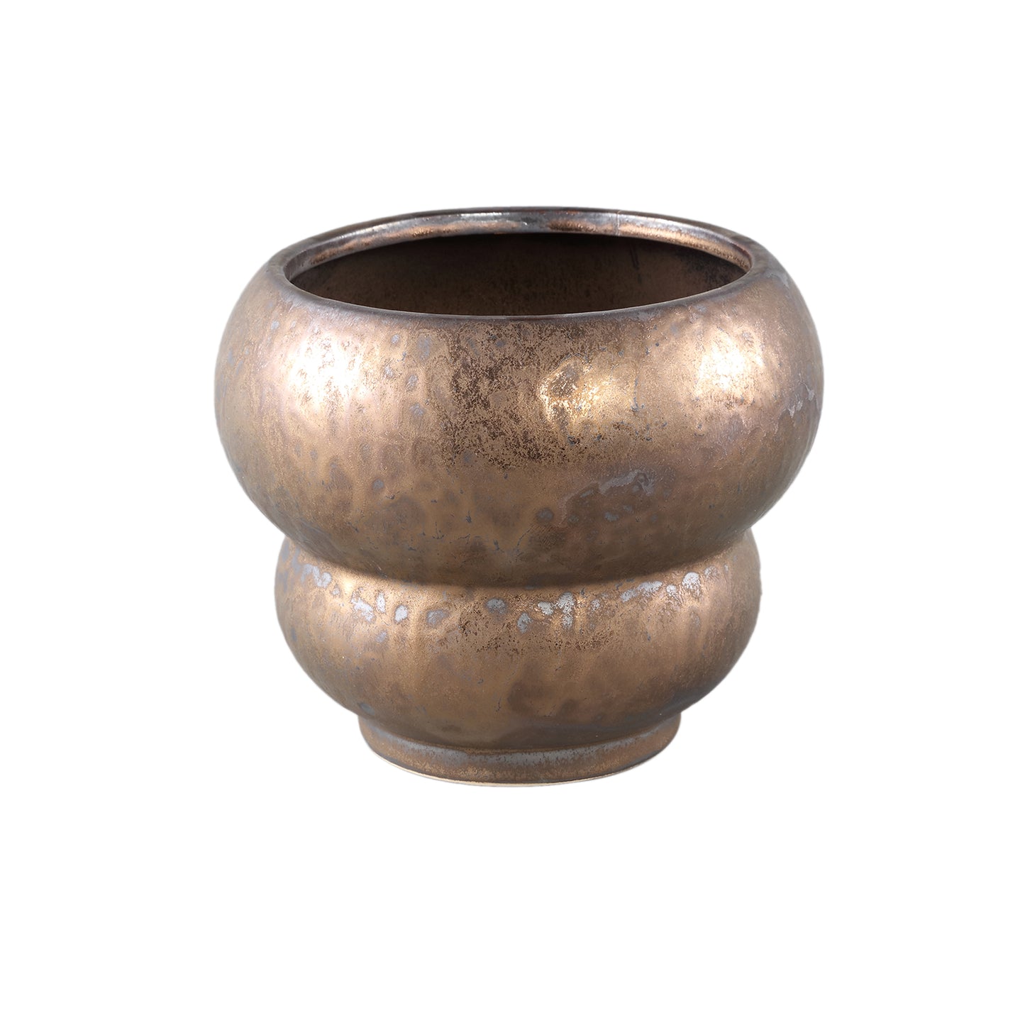 Anashe Brons Keramische Pot Gelaagd Rond M Set van 8 - 8 Sets 15.5x18.5x18.5 cm