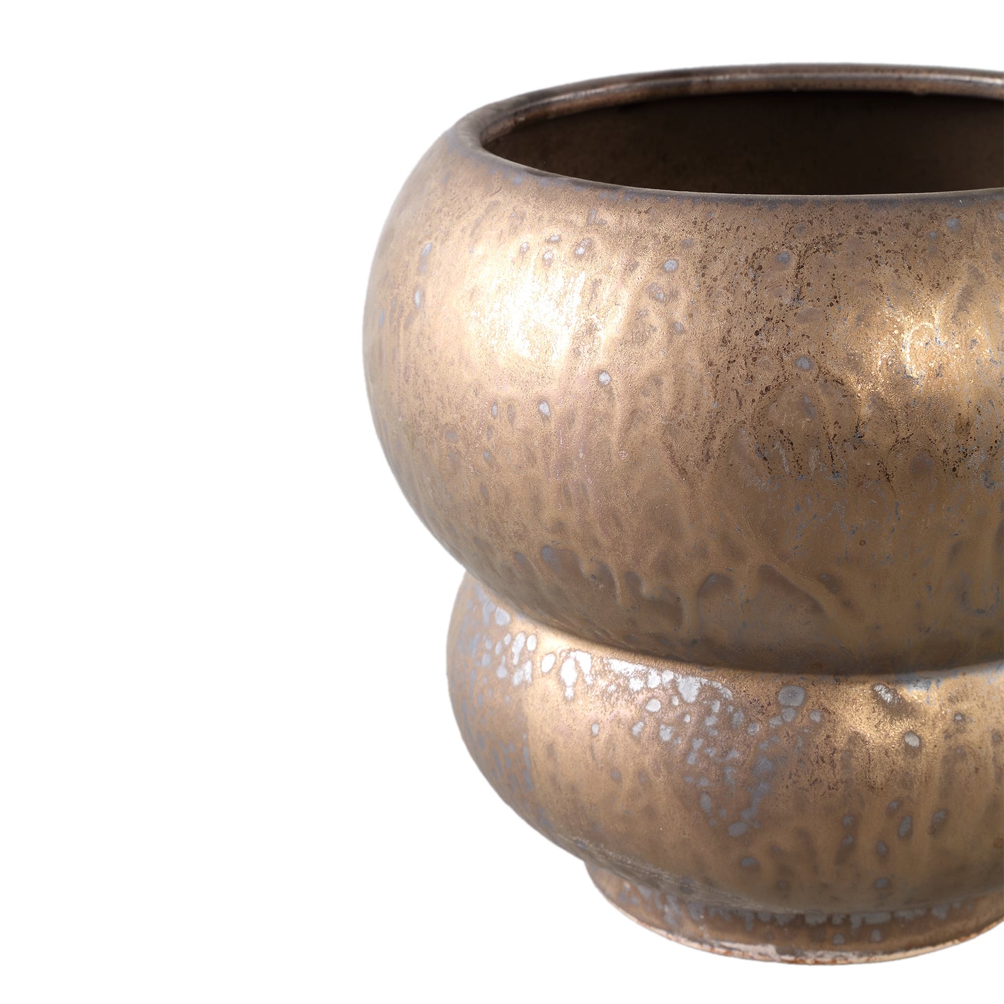 Anashe Bronzen Keramische Pot Lagen Rond Set van 2 - 2 Sets 23x26x26 cm