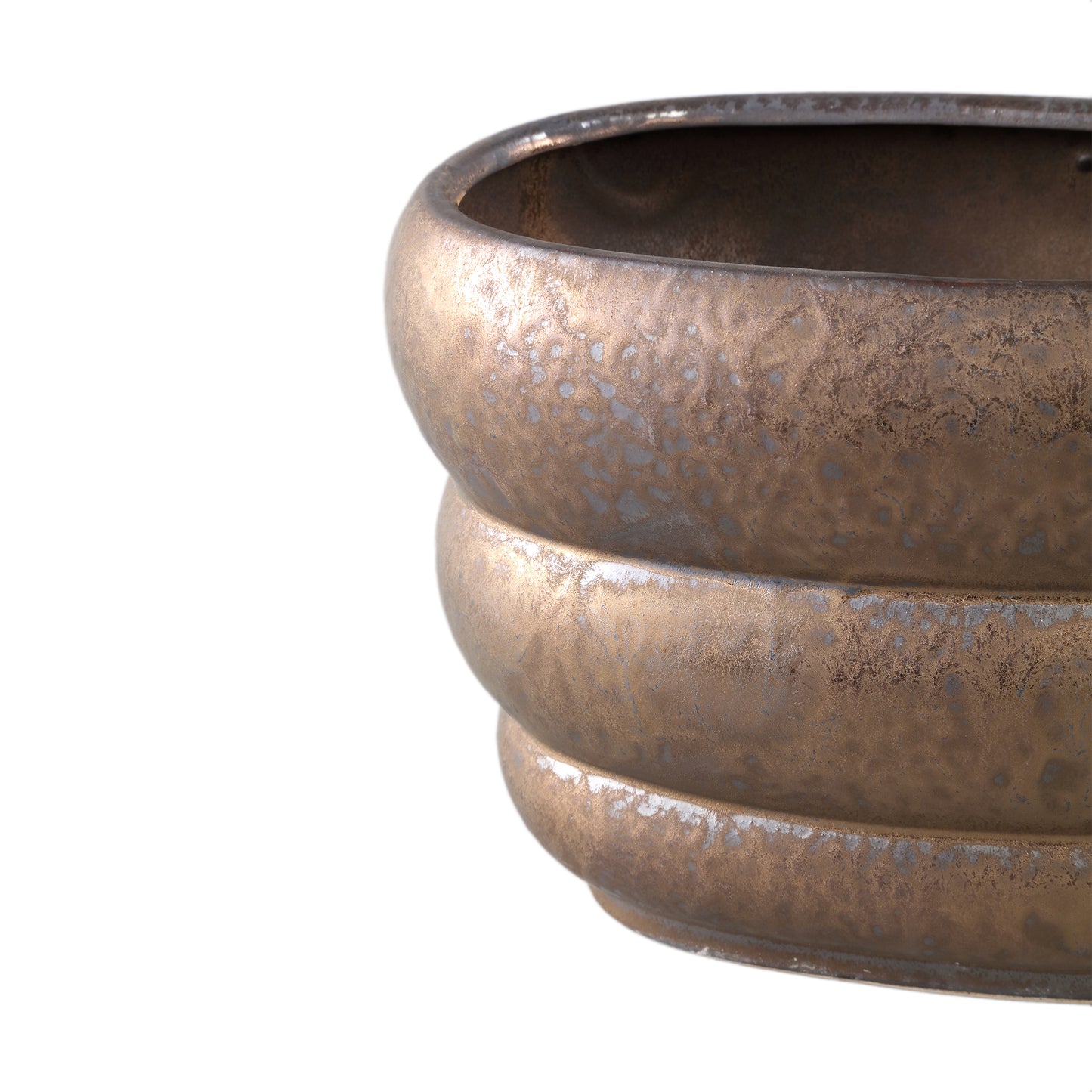 Anashe Brons Keramische Pot Lagen Ovaal L – Set van 4 Stuks - 4 Sets 20x28x18 cm