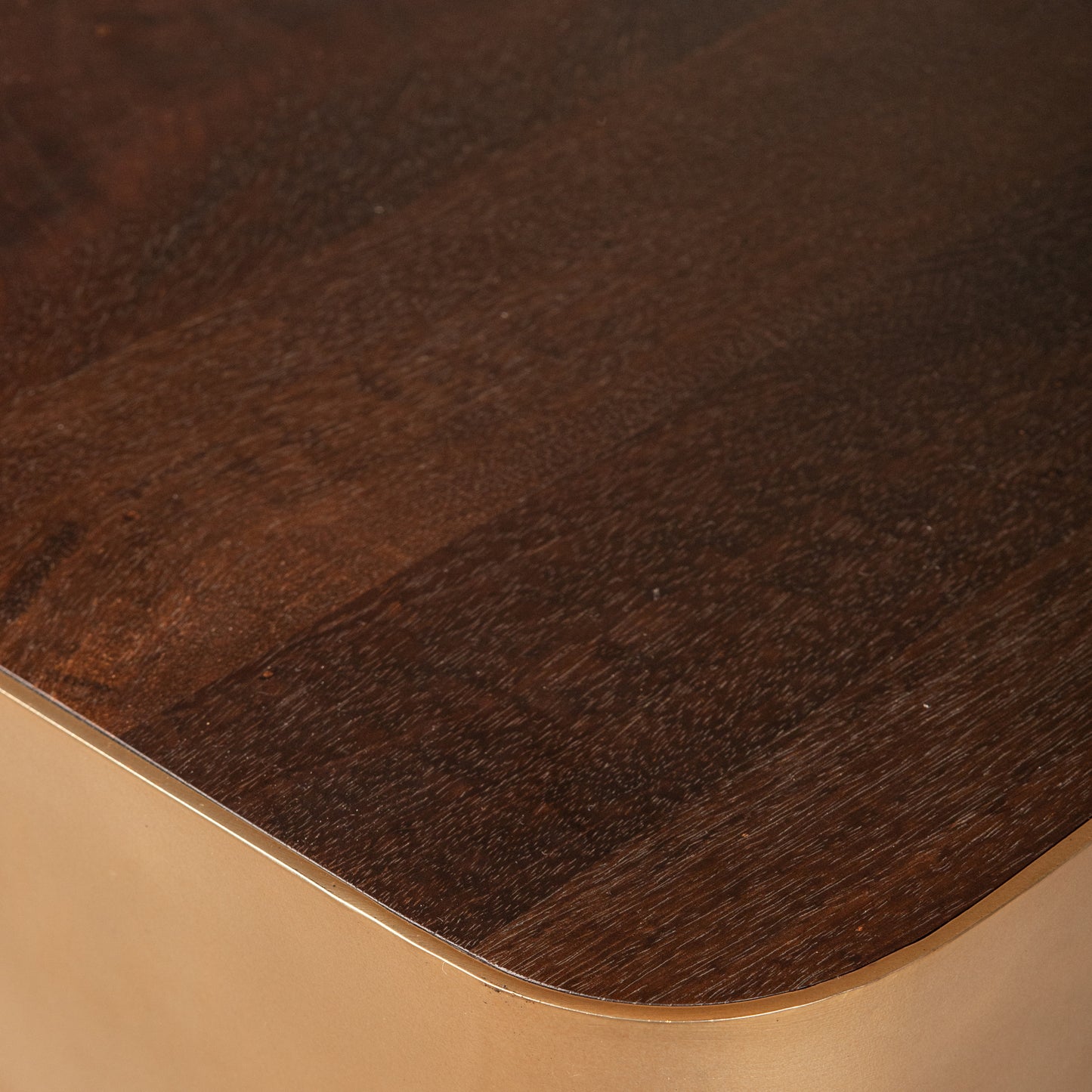 Warren Coffee Table 180x45x31 Brown Wood Gold Mtl