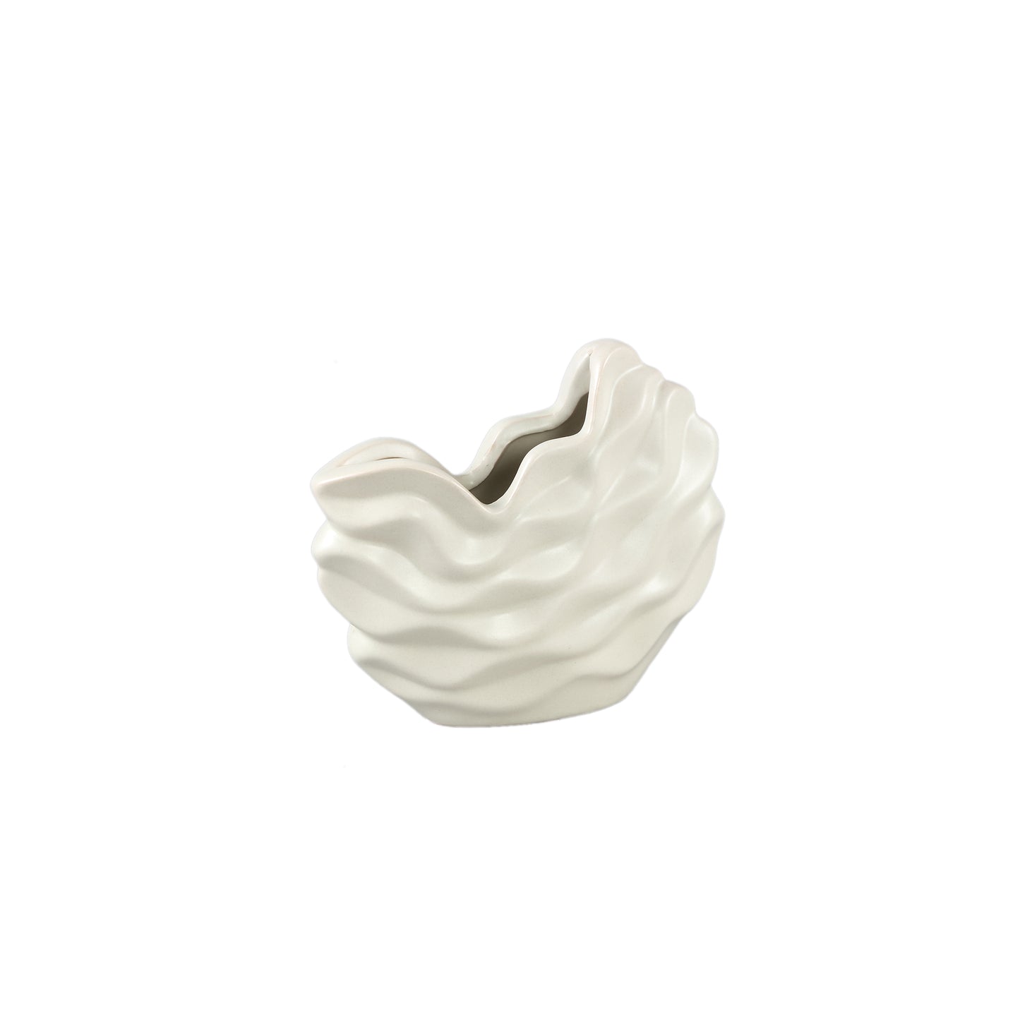 Kaylagh Crème Golvende Keramische Pot S – Set van 12 Stuks - 12 Sets 13x15x5 cm