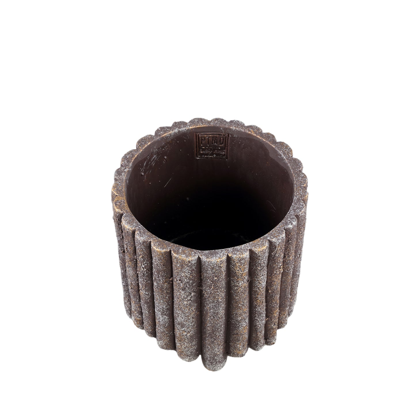 Morganne Bruine Cementpot Geribd Laag Set van 6 Stuks - 6 Sets 18x18x18 cm