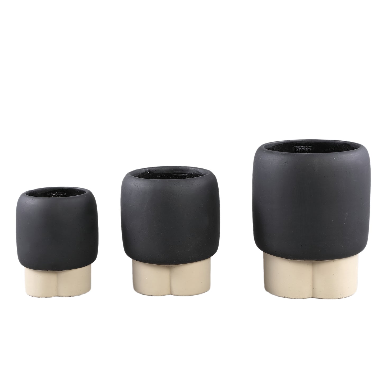 Neasa Bruine Ronde Cement Pot Met 3 Gekleurde Poten S - Set van 12 18x14x14 cm