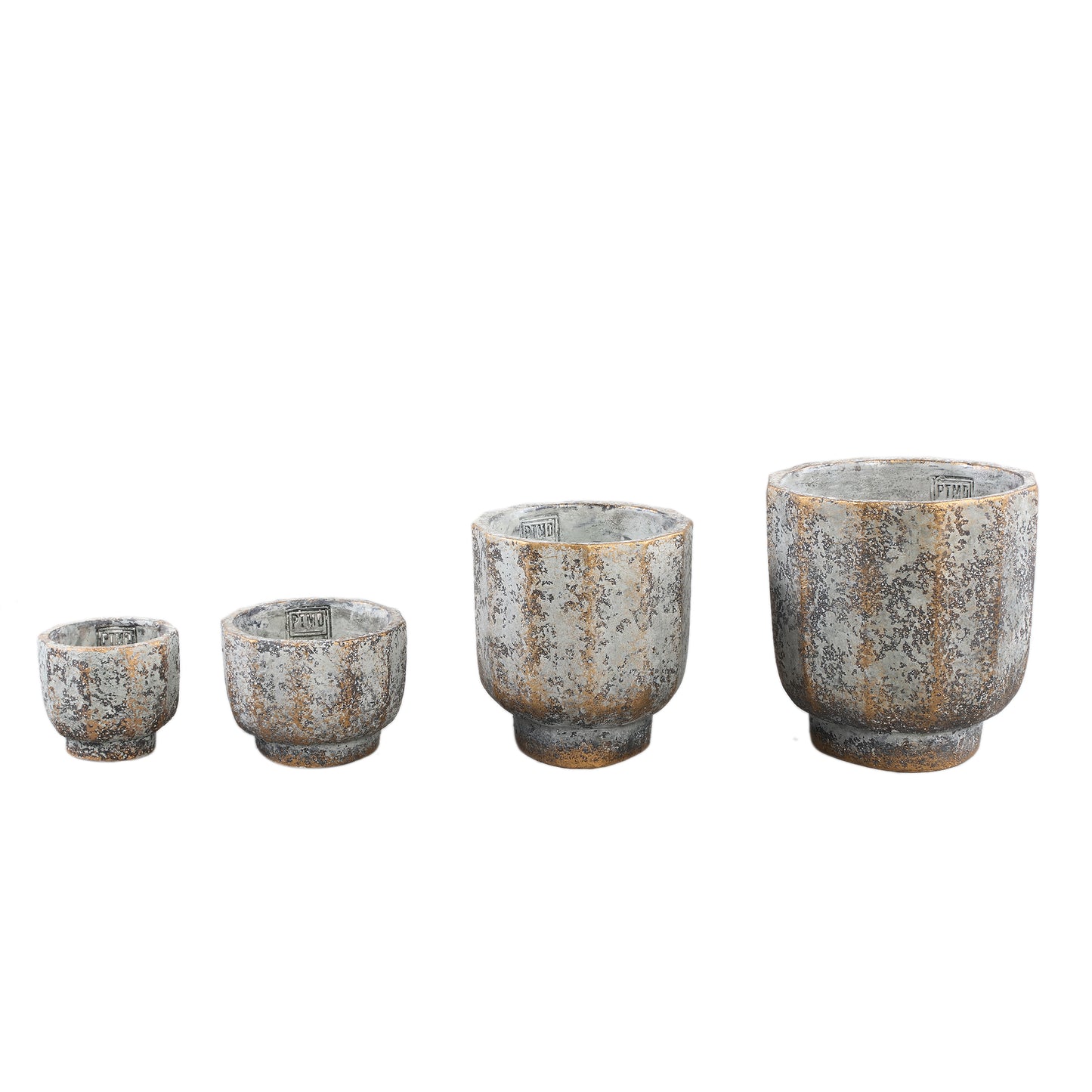 Akil Grijze Ronde Cementpot Ruwe Afwerking L - Set van 6 18x18x18 cm