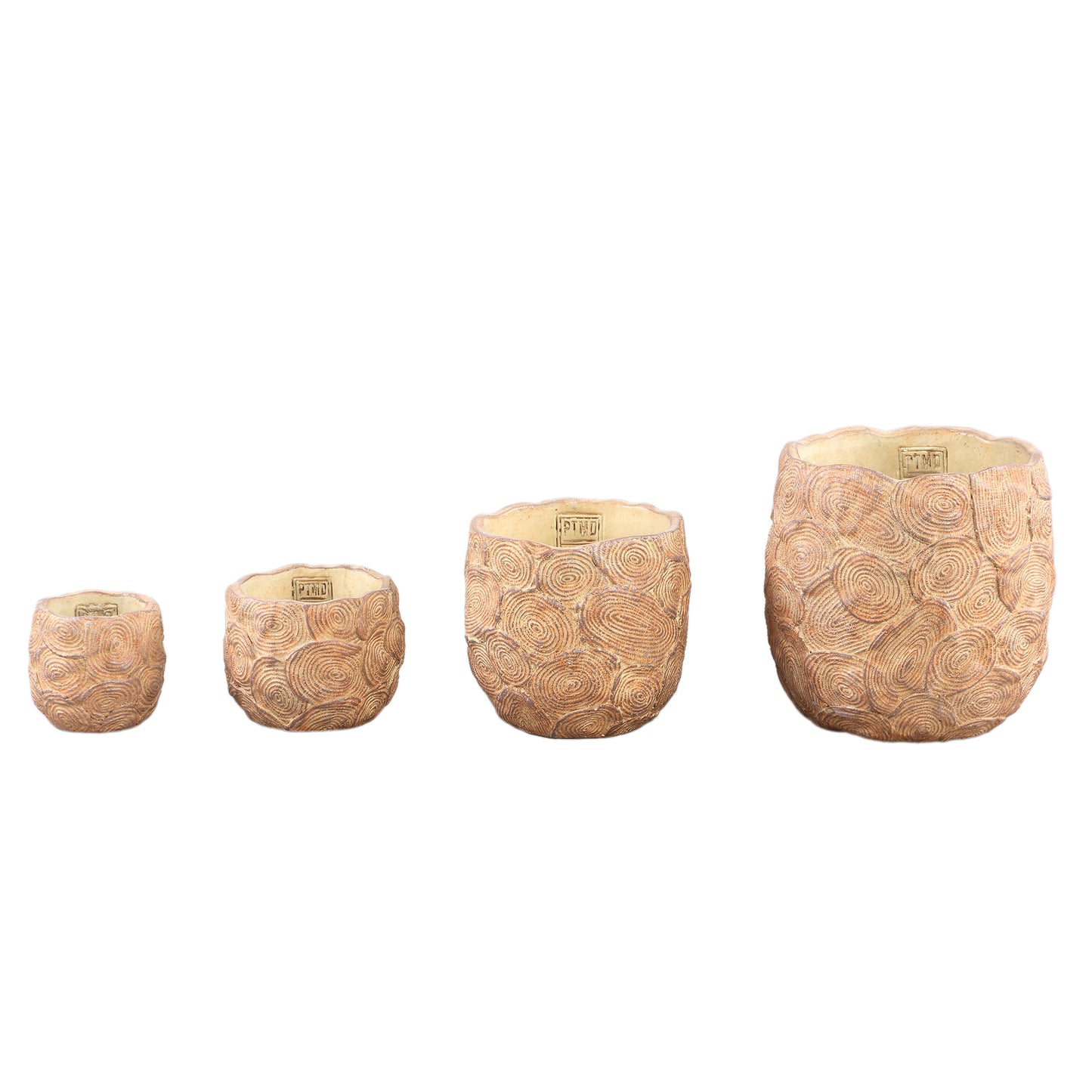 Jaimme Bruine Ronde Cementpot Circles Set van 12 Stuks 8x9x9 cm