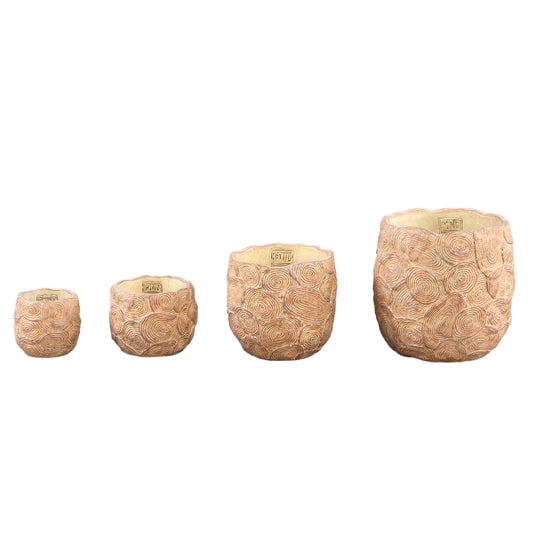 Jaimme Bruine Cement Pot Circles Set van 12 Stuks 9x12x12 cm