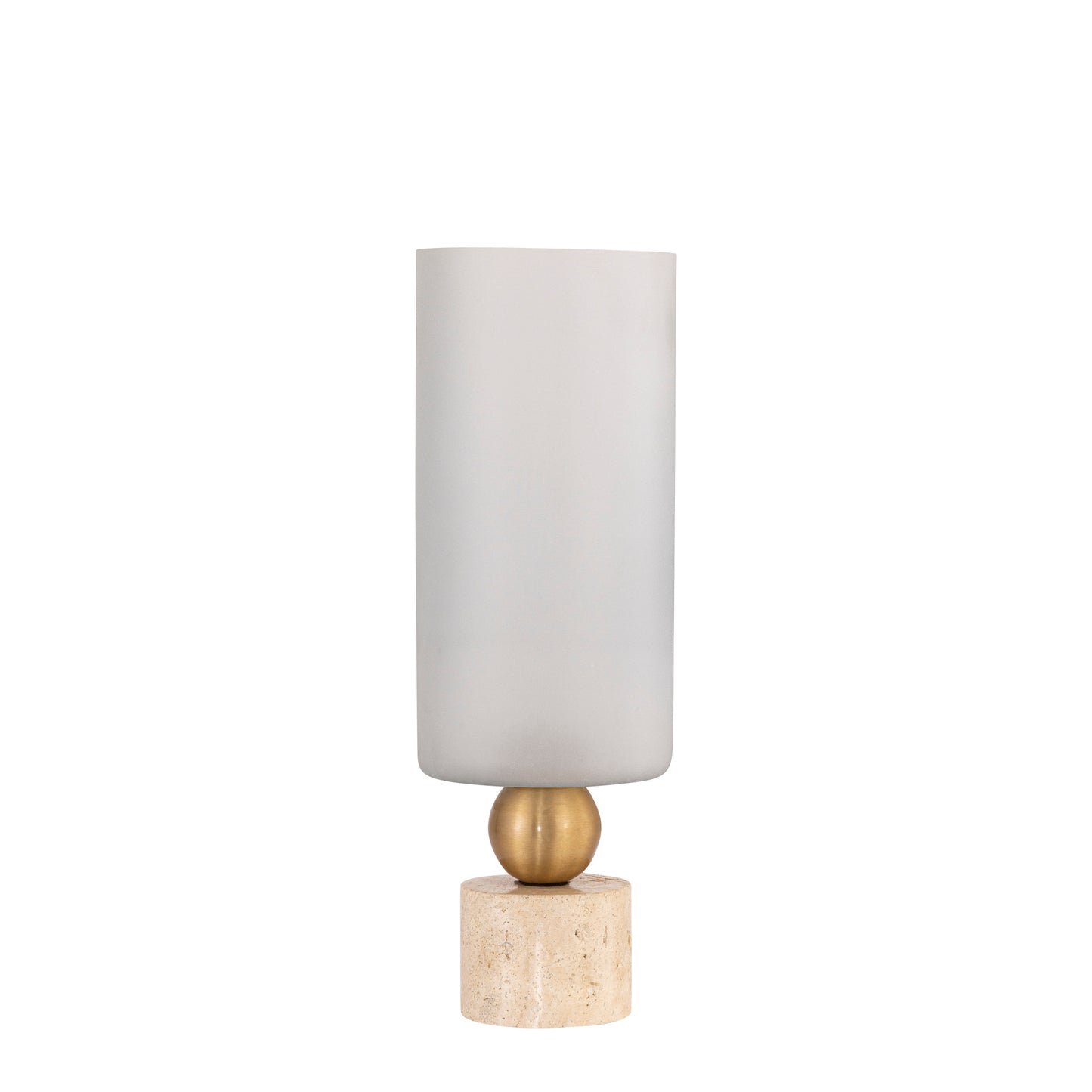 Levee Wit Glazen Windlicht met Travertijn Voet S 45x15x15 cm