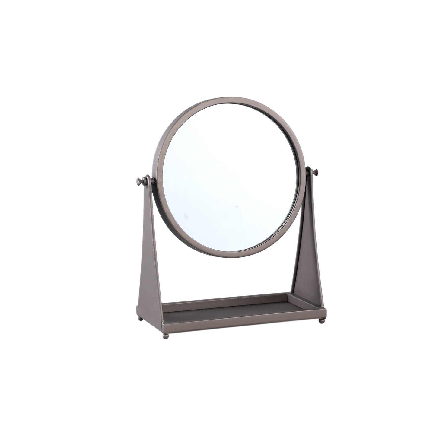 Francess Brown Round Iron Table Mirror Flowers Low